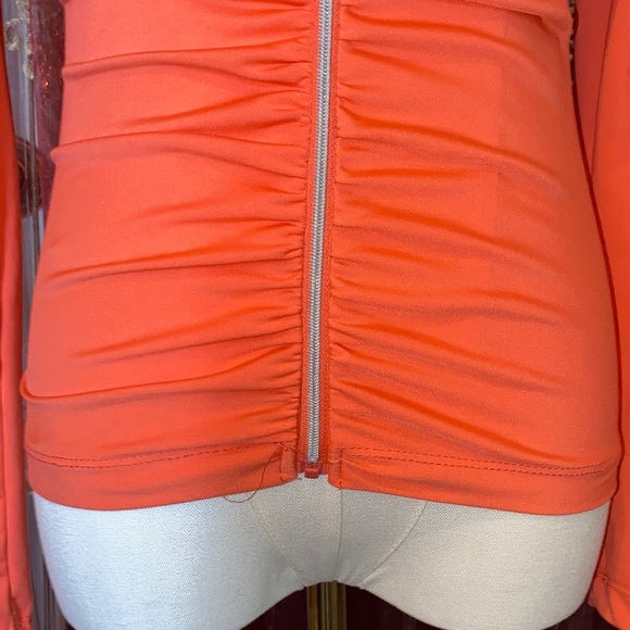 Coral Ruched Zip-Up Athletic Top - Picture 5 of 17